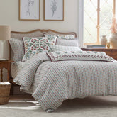 Delphine Classic Cool Cotton Percale Duvet Cover - Ivory Multi, King/Cal. King