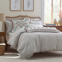 Delphine Classic Cool Cotton Percale Duvet Cover - Ivory Multi, Twin/Twin XL