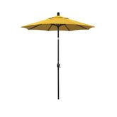 6' Round Outdoor Patio Umbrella, Aluminum with Push Button Tilt - Black Finish, Sunflower