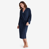 Pima Cotton Kimono Robe - Navy, XS