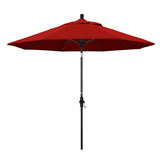 Round Outdoor Patio Umbrella, Fiberglass with Twist Tilt - Black Finish, Jockey Red, 9'