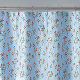 Blossoms and Stripes Classic Cool Cotton Percale Shower Curtain - Garden Poppies
