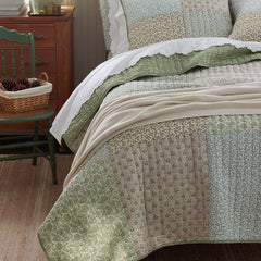 Megara Patchwork Quilted Sham - Green, Euro