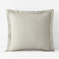 Classic Stripes and Plaids Cool Yarn-Dyed Cotton Percale Sham - Mini Check Green, Euro