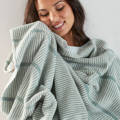 Narrow Stripe Reversible Cotton Washcloths, Set of 2 - Spa Green