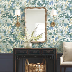Garden Party Traditional Wallpaper - Indigo Multi, Roll