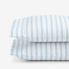 Blossoms and Stripes Classic Cool Cotton Percale Pillowcase Set - Squiggle Stripe, Standard
