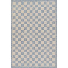Checkered Outdoor Rug - Blue, 8' x 10'