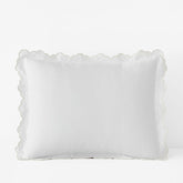 Embroidered Scallop Classic Smooth Sateen Solid Sham - Ivory, Standard