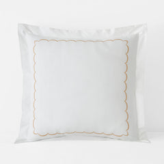 Embroidered Scallop Classic Cool Cotton Percale Sham - Tan, Euro