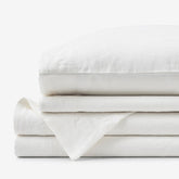 Premium Breathable Washed Linen Solid Bed Sheet Set - White, Full