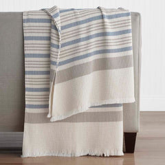 Cadence Stripe Throw - Blue Taupe