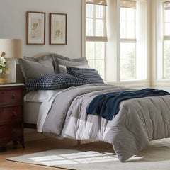 Classic Stripes and Plaids Cool Yarn-Dyed Cotton Percale Comforter - Mini Check Multi, King/Cal King
