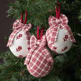Flower Holiday Ornaments, Set of 3 - Red
