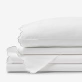 Embroidered Scallop Classic Smooth Sateen Solid Bed Sheet Set - Light Gray, King