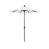 6' Round Outdoor Patio Umbrella, Aluminum with Push Button Tilt - Black Finish, Natural