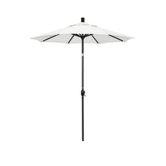6' Round Outdoor Patio Umbrella, Aluminum with Push Button Tilt - Black Finish, Natural