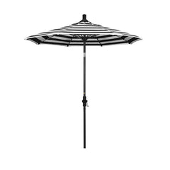 Round Outdoor Patio Umbrella, Fiberglass with Twist Tilt - Black Finish, Cabana Classic, 7.5'