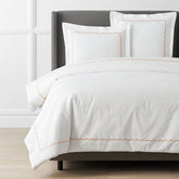 Scallop Embroidered Premium Cool Egyptian Percale Duvet Cover - Melon, Twin/Twin XL