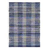 Denim Plaid Handwoven Cotton Rug - Denim, 3' x 5'