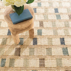Mosaic Handwoven Jute Rug - Blue, 5' x 8'