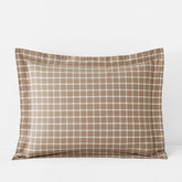 Classic Stripes and Plaids Cool Yarn-Dyed Cotton Percale Sham - Windowpane Taupe, Standard