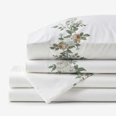 Blooming Melody Border Premium Smooth Wrinkle-Free Sateen Bed Sheet Set - White Multi, Full