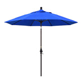 Round Outdoor Patio Umbrella, Fiberglass with Twist Tilt - Bronze Finish, Pacific Blue, 9'