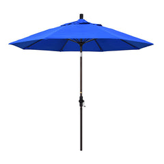 Round Outdoor Patio Umbrella, Fiberglass with Twist Tilt - Bronze Finish, Pacific Blue, 9'