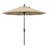 Round Outdoor Patio Umbrella, Fiberglass with Twist Tilt - Bronze Finish, Antique Beige, 9'