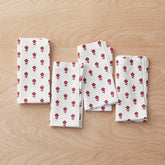 Flower Napkins, Set of 4 - Red