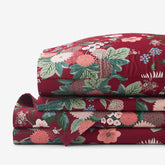 Dahlia Classic Cool Cotton Percale Bed Sheet Set - Dark Red, Twin