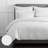 Dorset Stripe Luxe Smooth Egyptian Cotton Sateen Duvet Cover - White, Oversized Queen