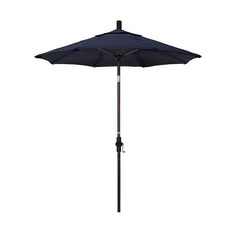 Round Outdoor Patio Umbrella, Fiberglass with Twist Tilt - Bronze Finish, Navy, 7.5'