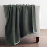 Cotton/Acrylic Fleece Throw - Olive