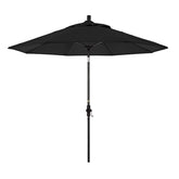 Round Outdoor Patio Umbrella, Fiberglass with Twist Tilt - Black Finish, Black, 9'