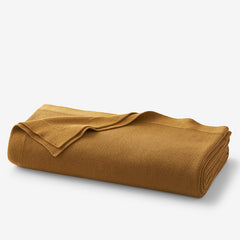Classic All Season Breathable Cotton Knit Blanket - Gold, Full/Queen