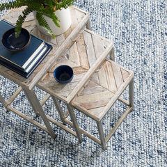 Chunky Handwoven Wool Rug - Navy, 5' x 8'