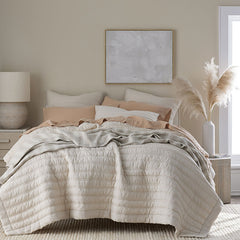 Premium Breathable Washed Linen Solid Quilted Sham - Linen, Euro