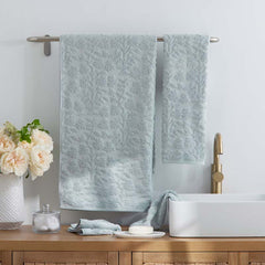 Floral Jacquard Washcloths, Set of 2 - Light Seaspray