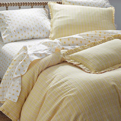Mini-Prints Garment Washed Cotton Percale Bed Sheet Set - Flowers Yellow, Full