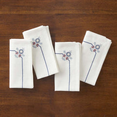 Floral Napkins, Set of 4 - Floral Border