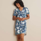 Printed Pima Cotton Women's Nightgown - Twilight Blossom, XXL