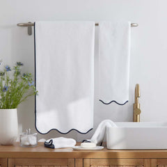 Scalloped Edge Bath Sheet - Navy