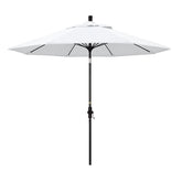 Round Outdoor Patio Umbrella, Fiberglass with Twist Tilt - Black Finish, Natural, 9'