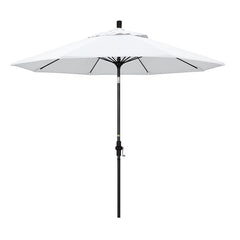 Round Outdoor Patio Umbrella, Fiberglass with Twist Tilt - Black Finish, Natural, 9'