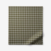 Classic Stripes and Plaids Cool Yarn-Dyed Cotton Percale Flat Bed Sheet - Windowpane Green, King/Cal. King