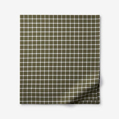 Classic Stripes and Plaids Cool Yarn-Dyed Cotton Percale Flat Bed Sheet - Windowpane Green, Queen
