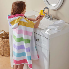 Hooded Poncho - Rainbow Stripe