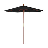 Round Outdoor Patio Umbrella, Wood with Manual Lift - Black, 7.5'